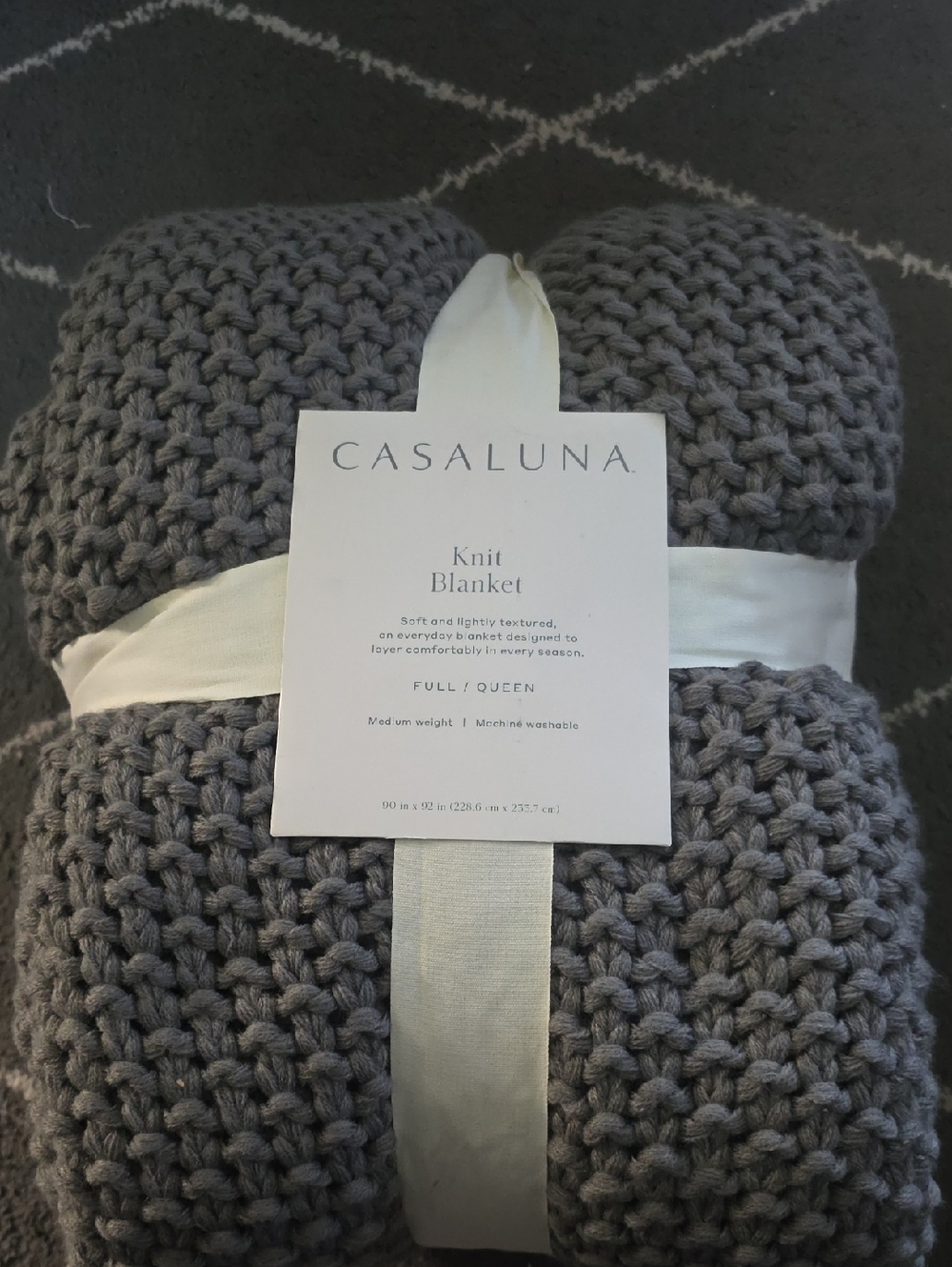 Casaluna Chunky Knit Blanket - Charcoal